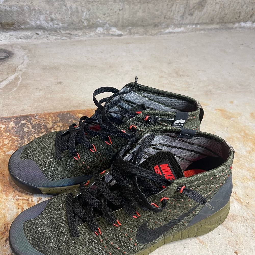 Nike Flyknit Chukka Sneaker Boot Olive and Black Sneakers